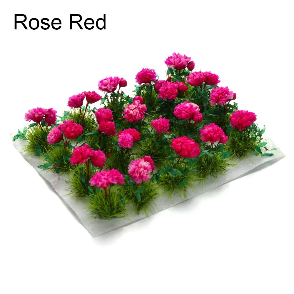 Miniature Flower Cluster Static Grass Tufts – Fairy Garden Model Miniature Scene Model Richie's rose red