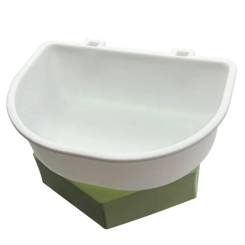 Portable Plastic Dog Hanging Bowl – Pet Cage Food & Water Feeder Pet Cage Feeder Bowl Richie's white