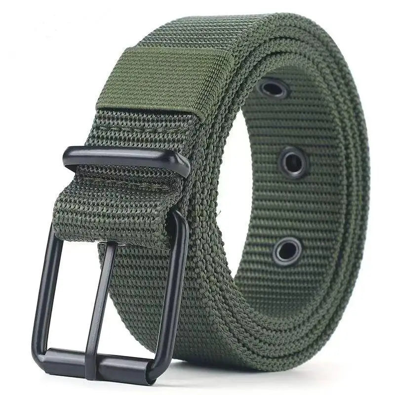 Unisex Canvas Pin Buckle Belt – Outdoor Sports Eyelet Belt Canvas Belt Richie's Army green