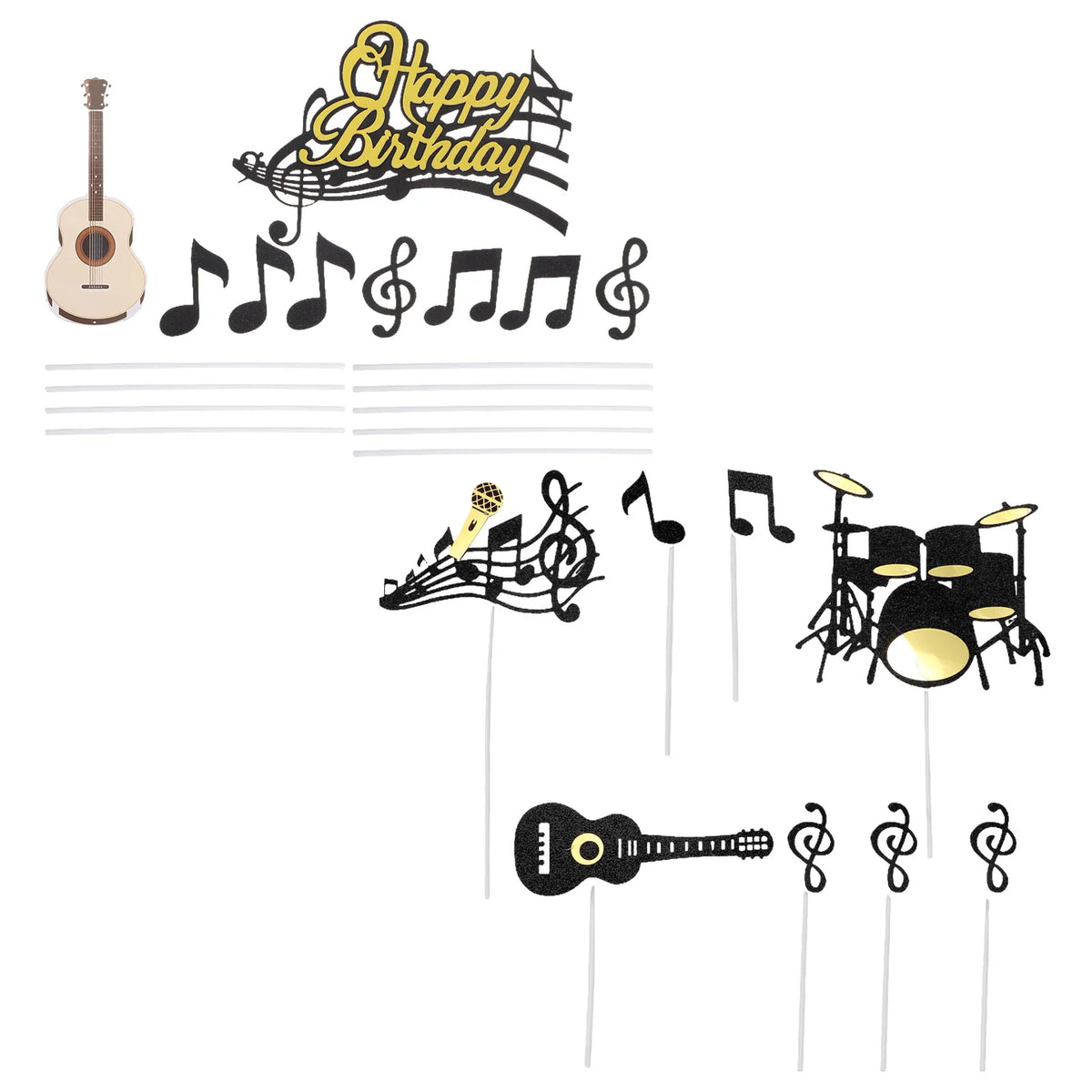 32Pcs Music Notes & Guitar Cake Toppers – Party Decorations Cake Toppers Richie's