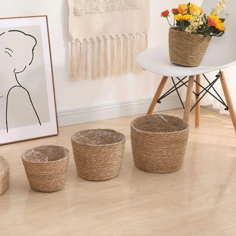 Handwoven Wicker Flower Pot Basket – Natural Rattan Planter Wicker Plant Basket Richie's
