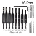 Self-Centering Hinge Drill Bit Set – Woodworking Pilot Hole Tool Hinge Drill Bit Set Richie's 16 Pcs