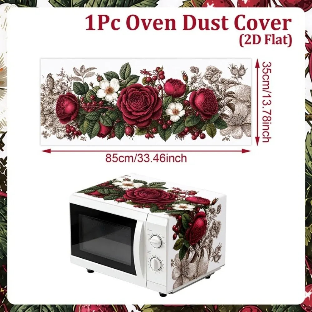 Floral Microwave Cover Waterproof Dust Protector Mat | Polyester Appliance Dust Cover Richie's