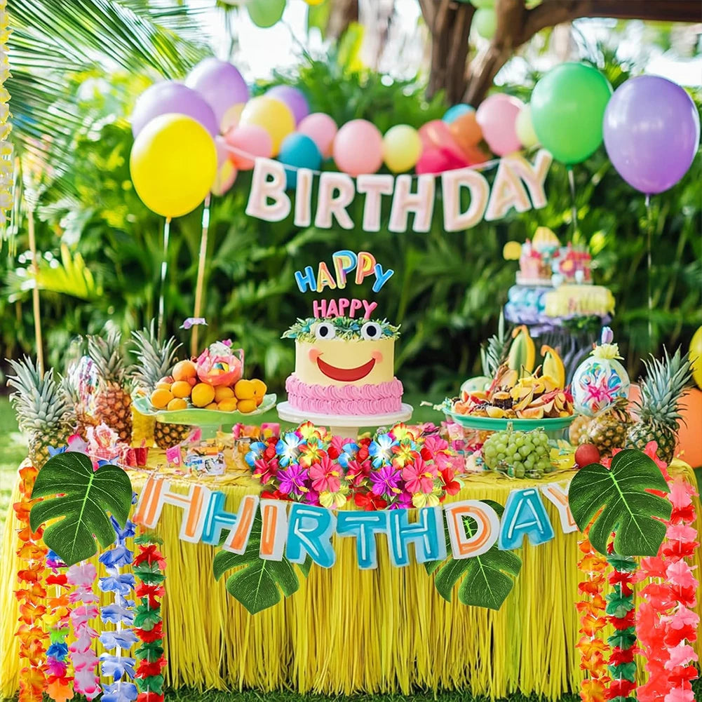 70 Pcs Hawaiian Luau Leis Set – Hibiscus Flowers & Tropical Leaves Party Decoration Set Richie's