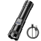 High Power LED Flashlight Type-C Rechargeable 3 Modes Emergency LED Flashlight Richie's Black