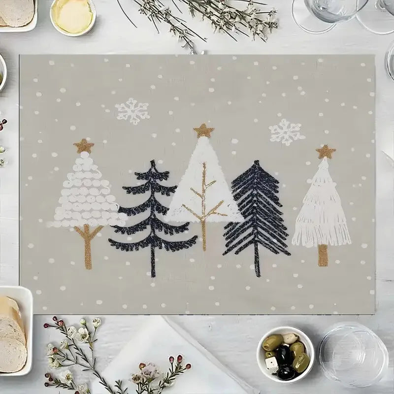 Christmas Tree Placemats Rectangular Holiday Set 2/4/6 Pcs Holiday Placemats Richie's
