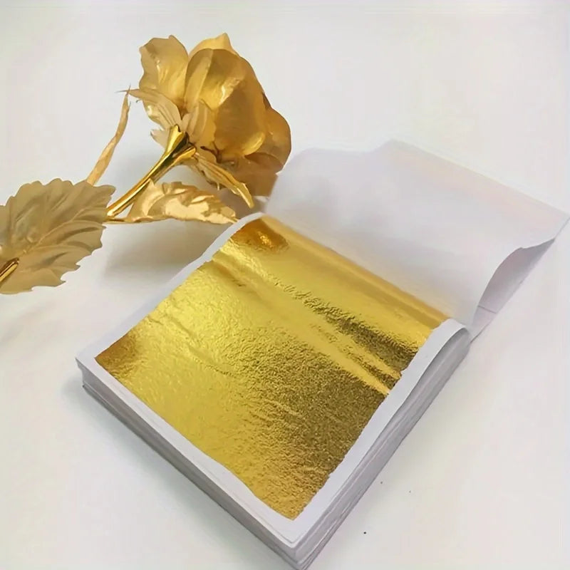 100pcs Gold Leaf Foil Paper for Scrapbooking & Home Decor Foil Craft Paper Richie's