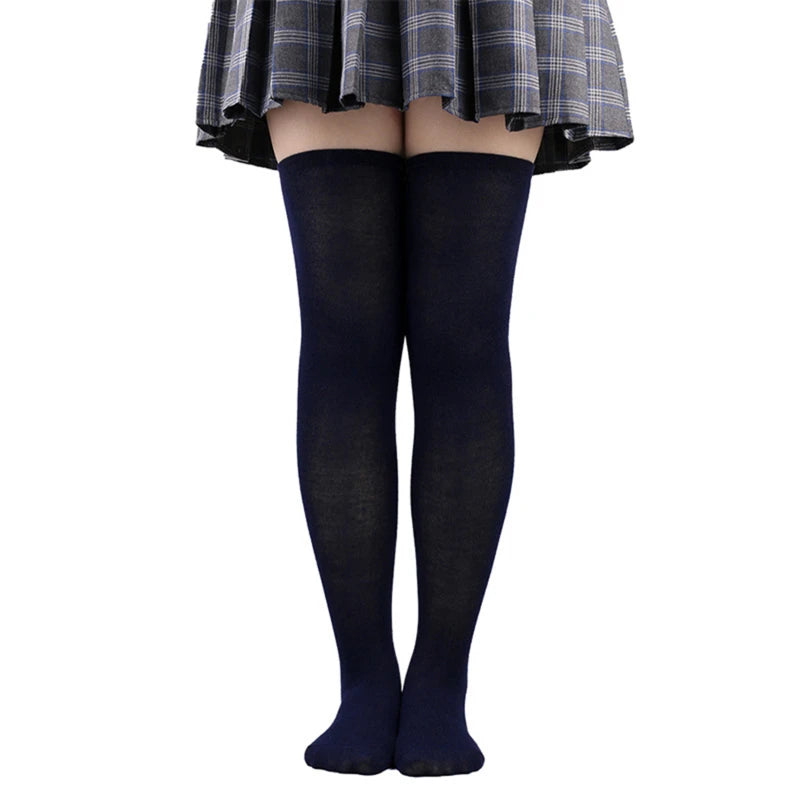 Women's Striped Thigh High Socks | Over-Knee Academic Style Thigh High Socks Richie's Navy blue One Size