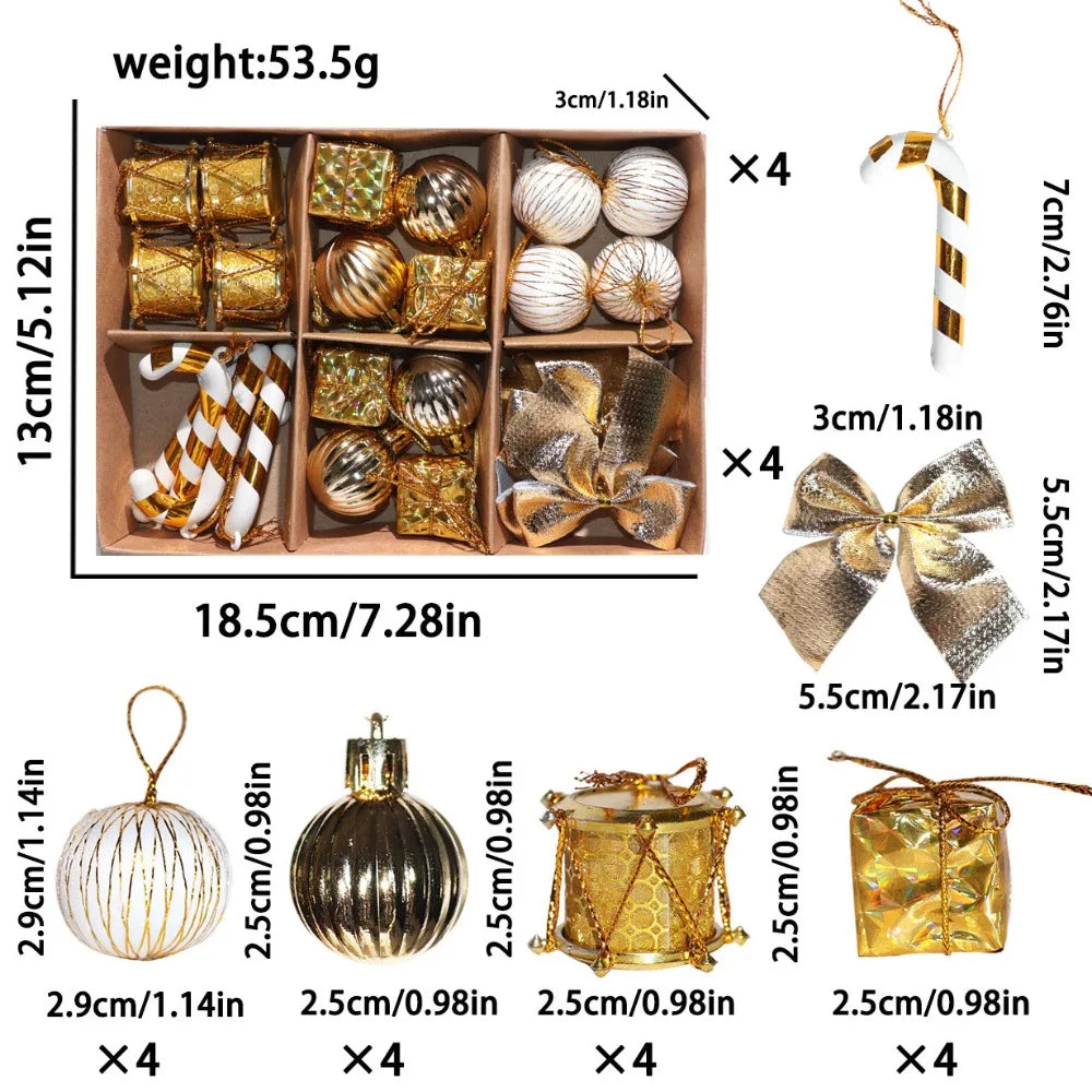 24pcs Christmas Ball Ornament Set – DIY Xmas Tree Decorations Christmas Ornament Set Richie's Gold 1.5cm