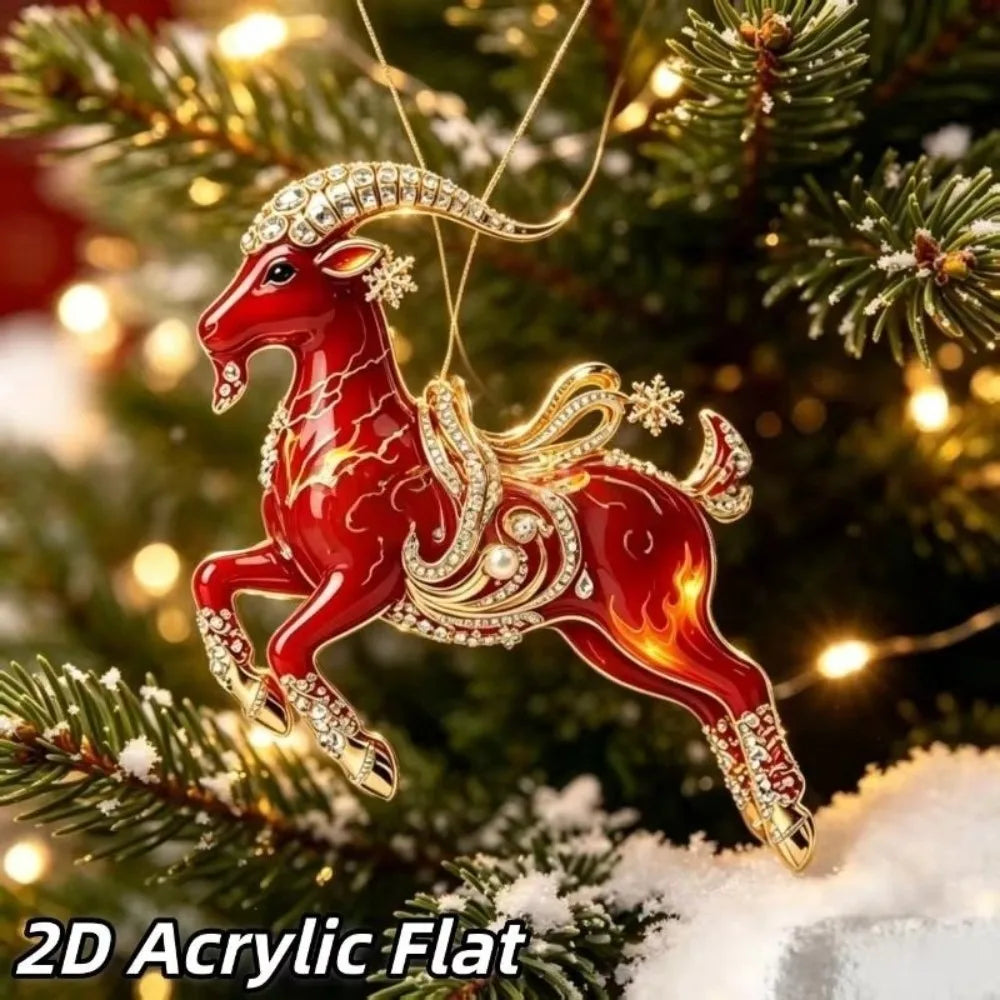 Acrylic Goat Hanging Ornament Rhinestone Christmas Décor Christmas Ornament Richie's 8