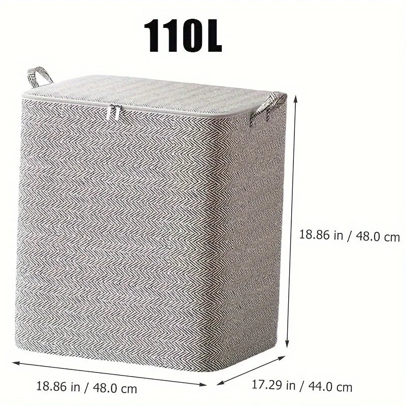Large Foldable Storage Bag with Lid & Reinforced Handles Foldable Storage Bag Richie's Grey - 110L- 1pc