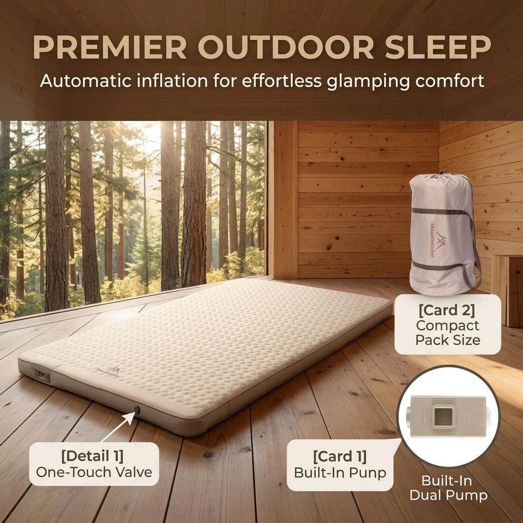 Double Camping Air Mattress 10cm Self-Inflating with Built-In Pump Camping Air Mattress Richie's