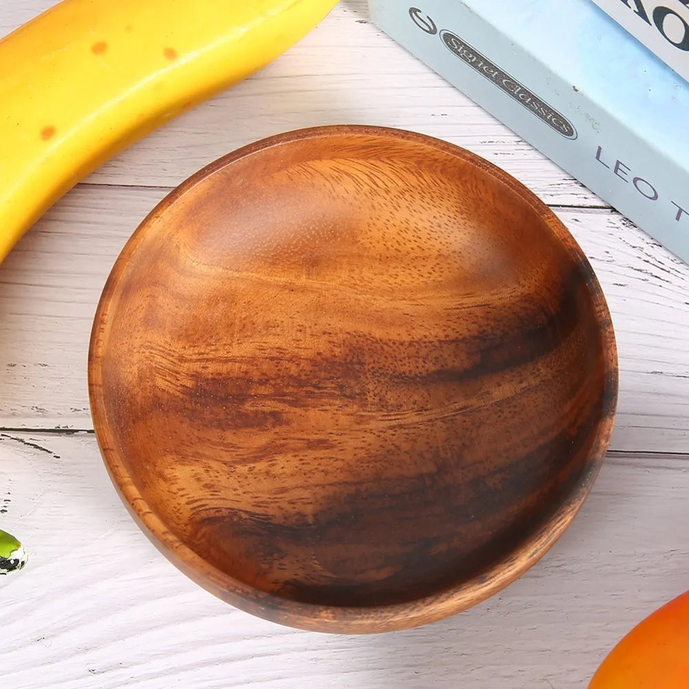 Minimalist Wooden Salad Bowl | Japanese Style Flat Bottom Wooden Serving Bowl Richie's
