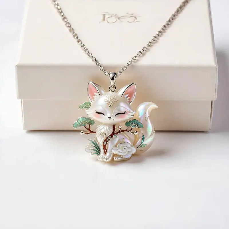 Nine-Tailed Fox Enamel Pendant Necklace | Chinese Mythology Enamel Pendant Necklace Richie's A9