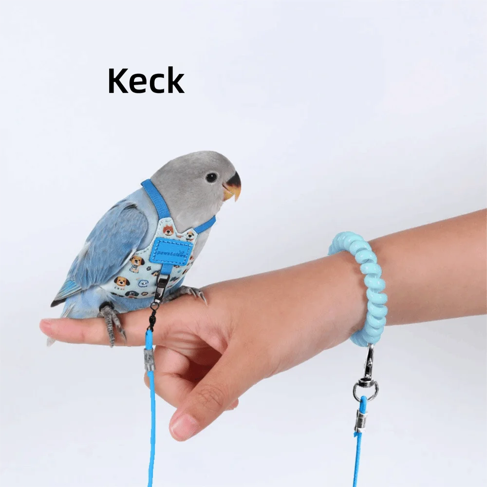Adjustable Breathable Parrot Flight Harness & Walking Leash Bird Flight Harness Richie's Blue-Style6