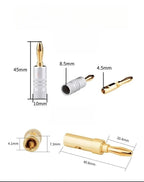 Gold-Plated Brass 4mm Banana Plugs Solderless Speaker Connectors Speaker Banana Plugs Richie's