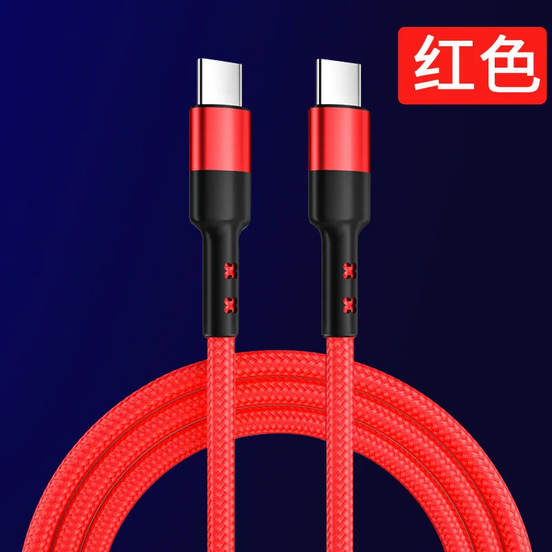 FUCHU 60W USB-C Braided Cable | PD Fast Charge 480Mbps USB-C Charging Cable Richie's Red 2m