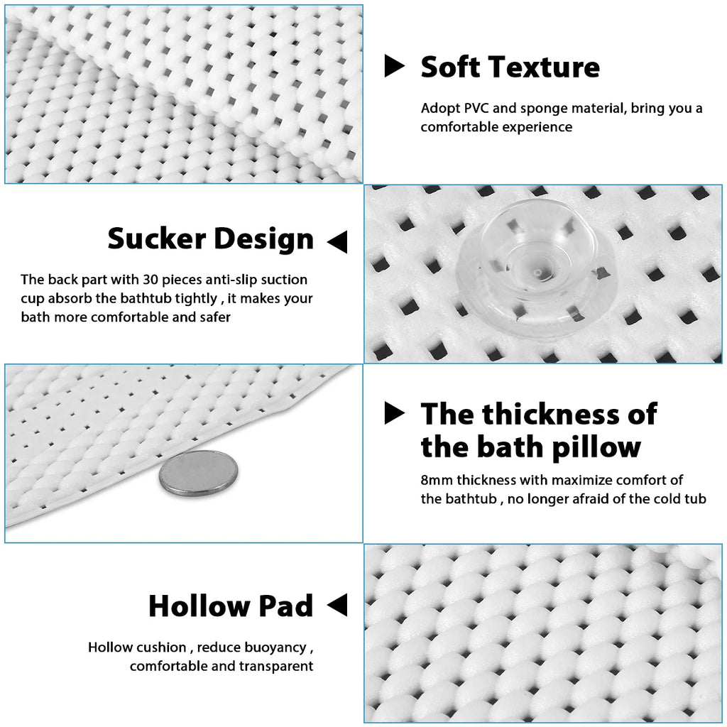 Non-Slip Full Body Bath Mat with Pillow & Suction Cups Bath Cushion Mat Richie's