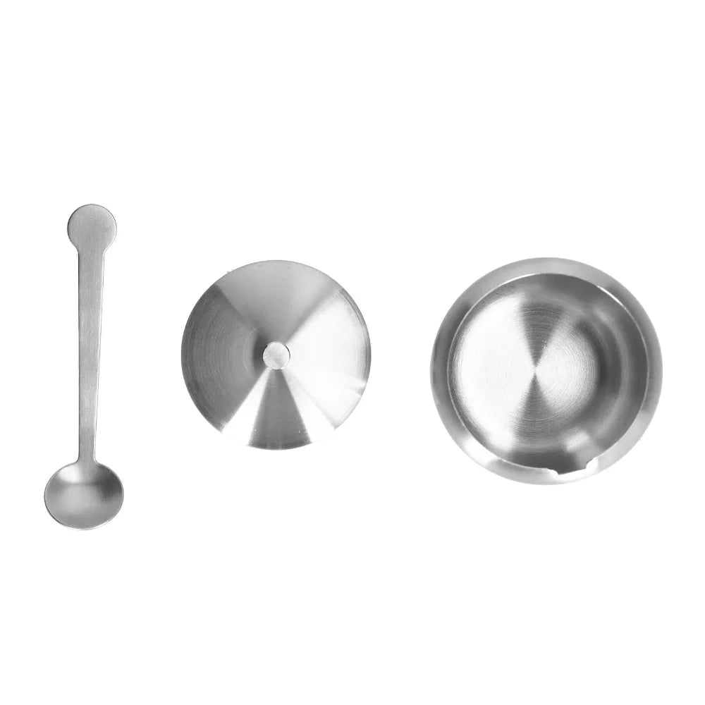 300ML Stainless Steel Sugar Bowl with Lid & Spoon | 304 Steel Sugar Bowl Container Richie's
