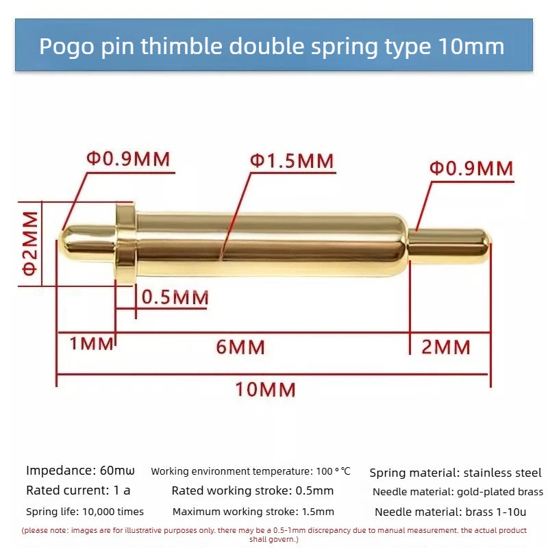 DIP SMD Double Spring PCB Pogo Pin Connectors 20/50/100 Pcs