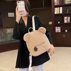 Bear Ear Fleece Backpack for Kids Girls – Cute Plush Daypack Kids Plush Backpack Richie's