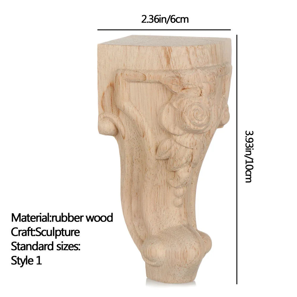 Vintage Wood Carved Furniture Legs European Cabinet Feet Wood Furniture Legs Richie's 10x6cm Style 1