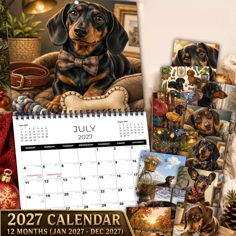 2027 Sausage Dog Square Wall Calendar – 12 Month Planner Wall Calendar Richie's