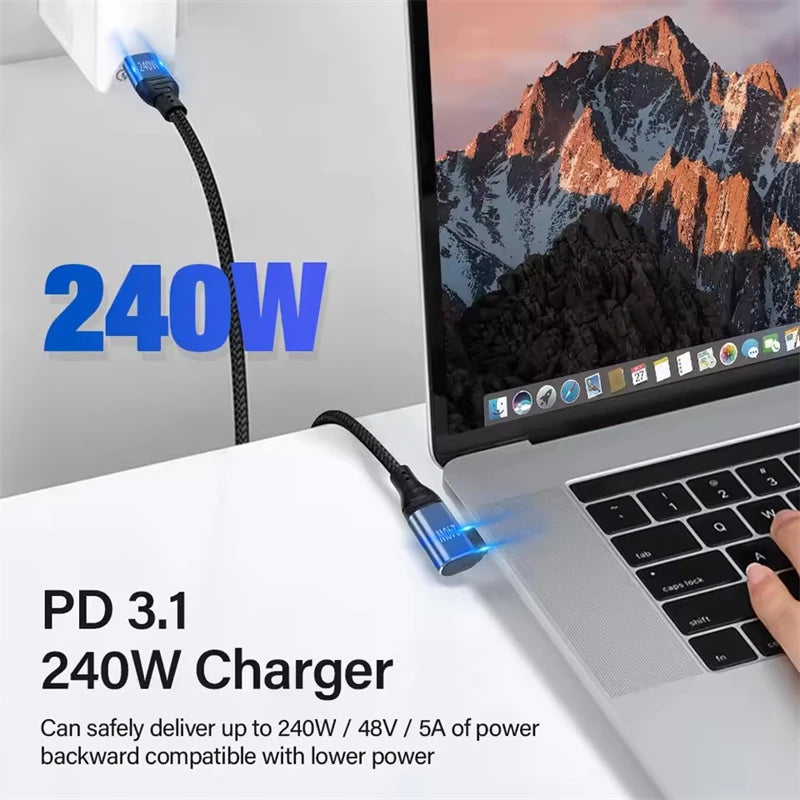 240W PD Fast Charging Braided USB-C Cable – Straight & Right Angle USB-C Charging Cable Richie's