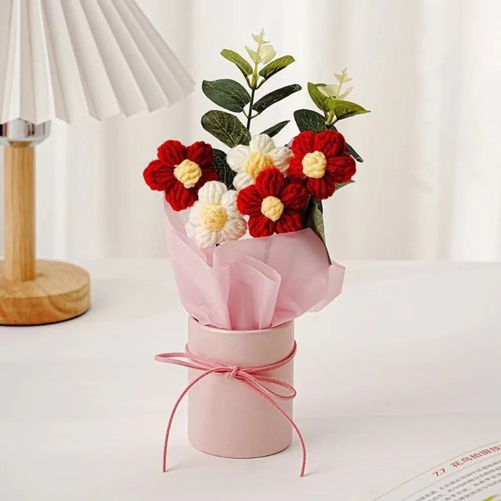 Handmade Crochet Puff Flower Bouquet – Eternal Milk Cotton Décor Crochet Flower Bouquet Richie's 02