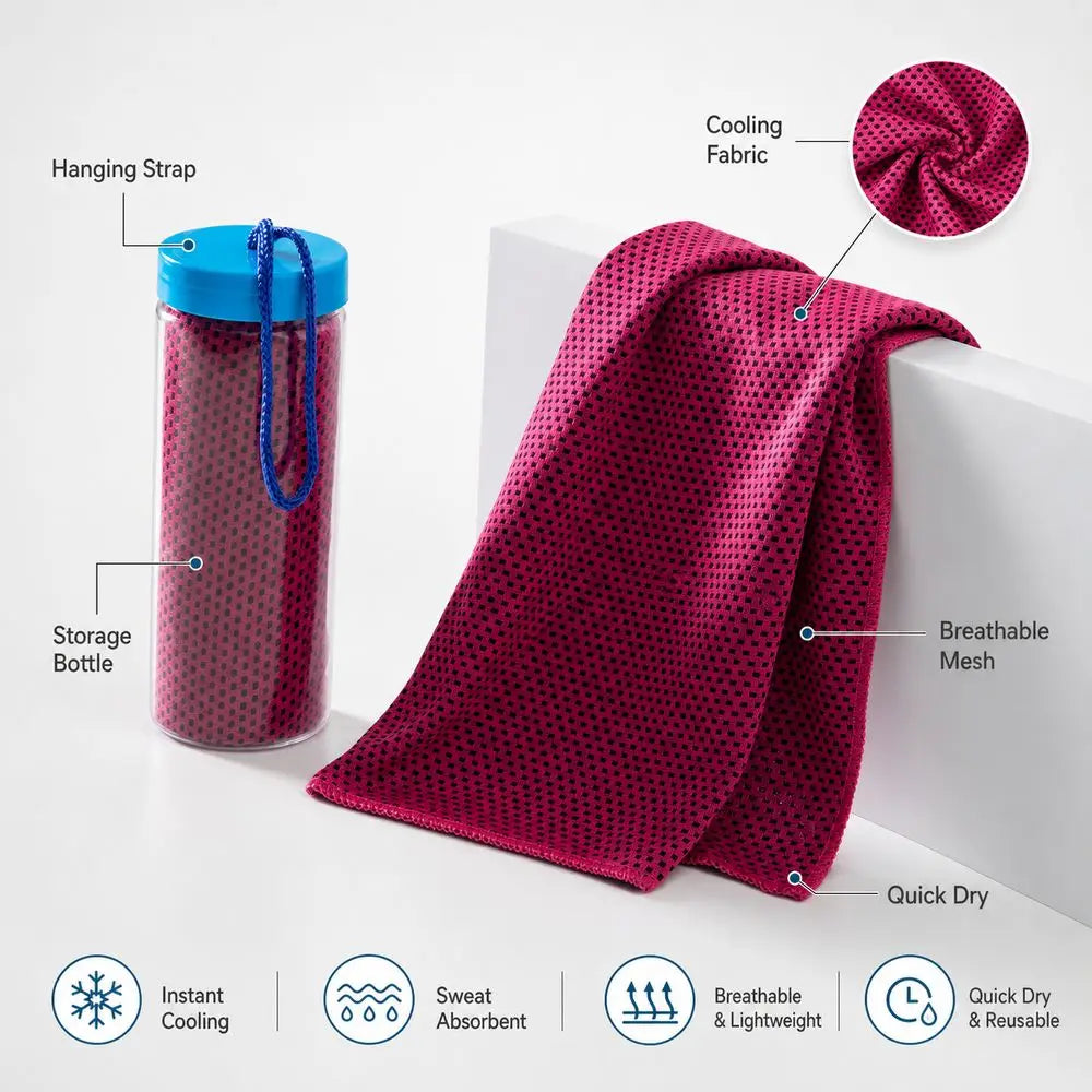 Cooling Sports Towel with Storage Bottle – Quick Dry Mesh Cooling Sports Towel Richie's