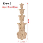 Unpainted Wood Carved Rose Flower Applique Furniture Ornament Wood Carved Applique Richie's type 2-13cmX3.5cm-