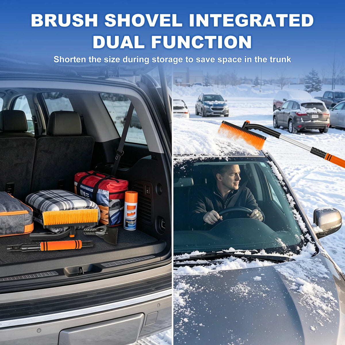 Extendable Car Snow Brush & Ice Scraper – 65–80cm Telescopic Car Snow Brush Richie's