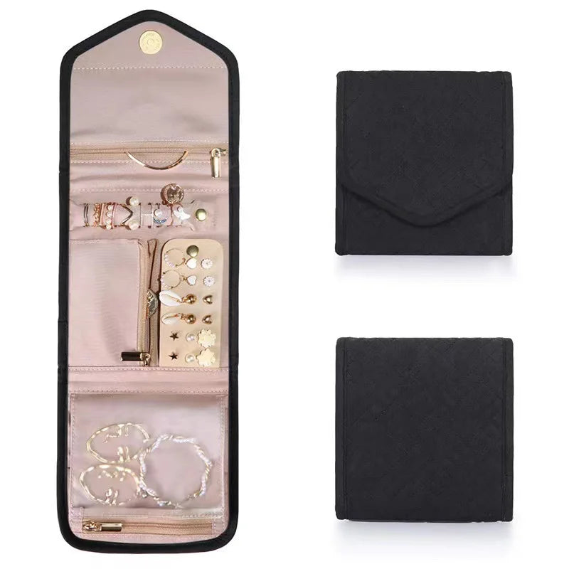 Foldable Travel Jewelry Organizer Bag – Necklaces & Rings Jewelry Travel Organizer Richie's S-14x14.5cm black