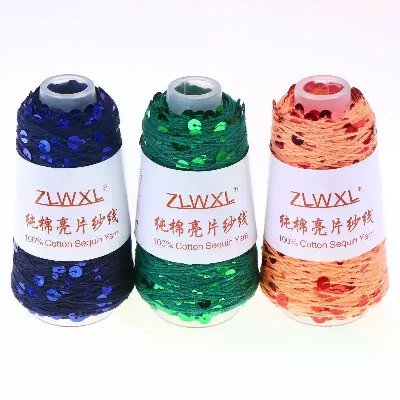 Sequin Cotton Yarn 50g Ball – Glitter Knitting Thread for DIY Craft Yarn Richie's
