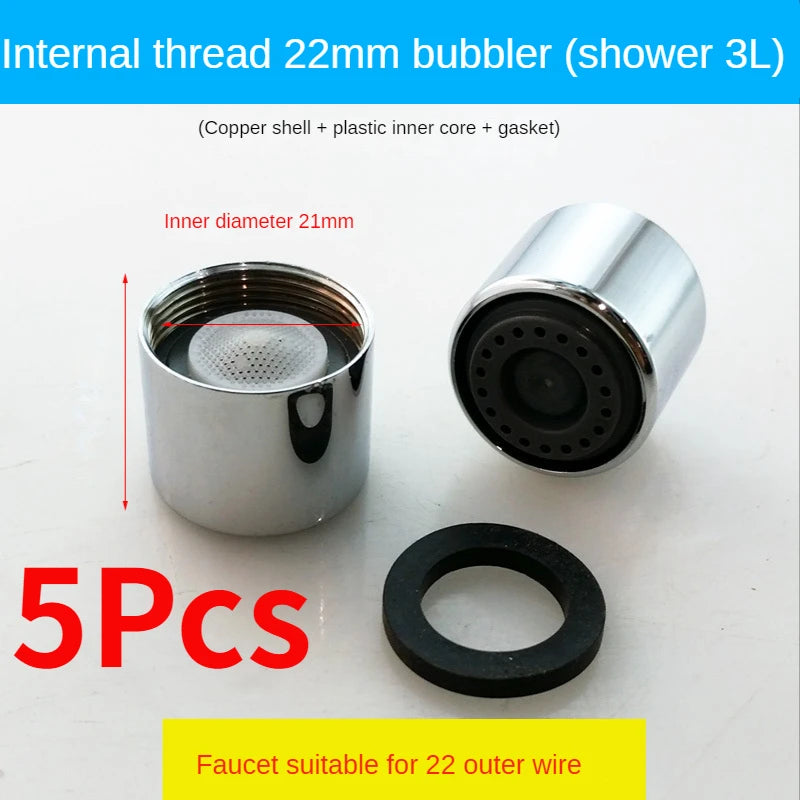 5-Pack Brass Water Saving Faucet Aerator Bubbler Splash Guard Faucet Aerator Richie's 3L-minute-22MM