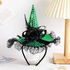 Halloween Witch Hat Headband – Lace Sequins Hair Hoop Halloween Costume Headband Richie's Green