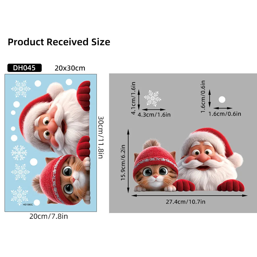 Santa Claus Static Cling Window Sticker – Reusable Xmas Decor Window Cling Decoration Richie's 1pc
