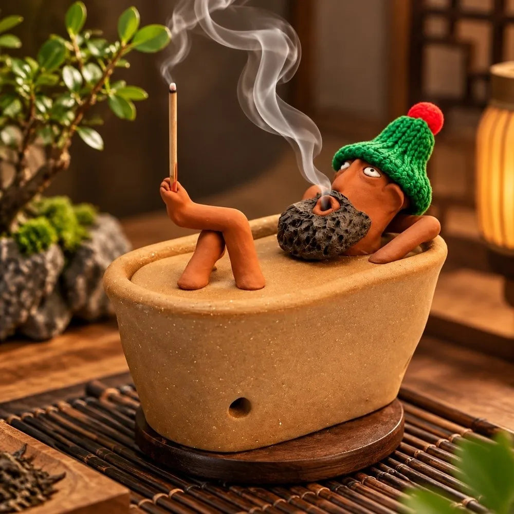 Lazy Bath Man Backflow Incense Burner | Resin Home Decor Backflow Incense Burner Richie's