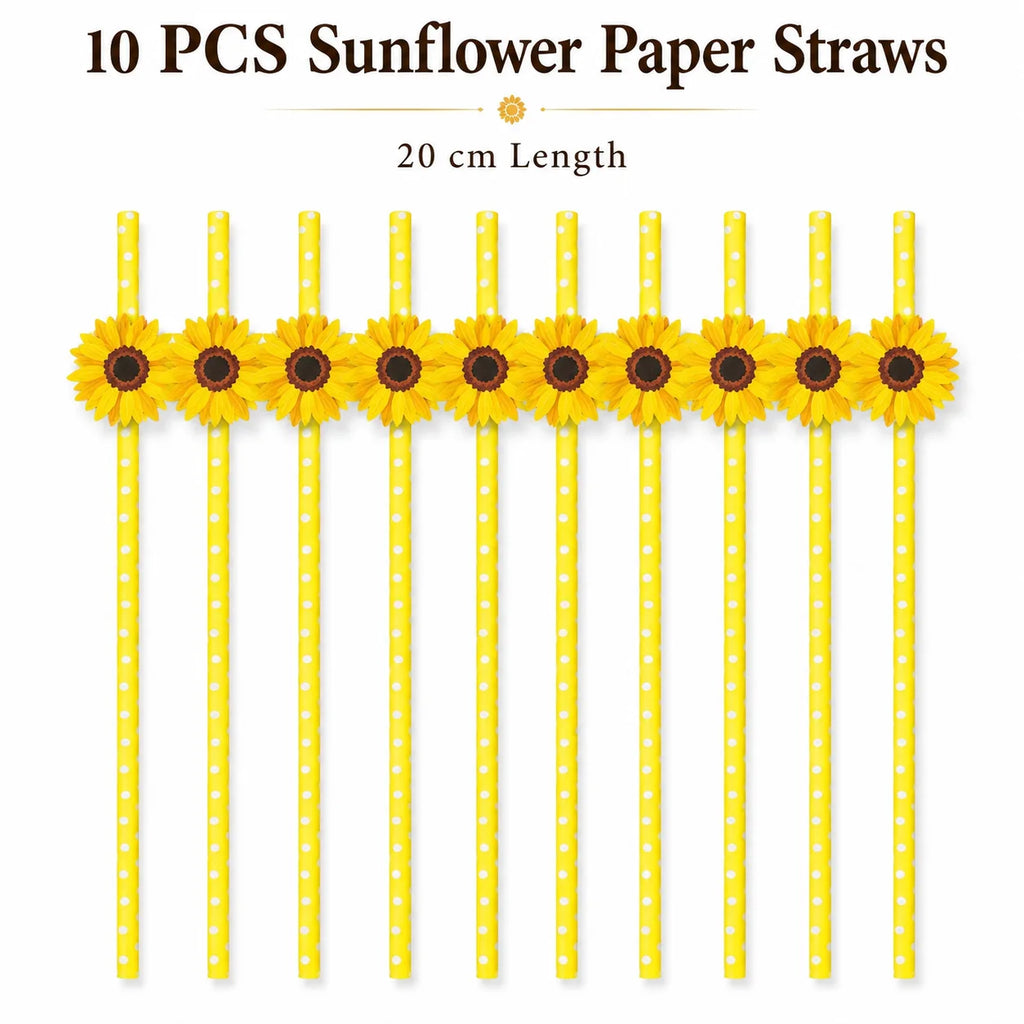 Sunflower Paper Straws – Biodegradable Yellow Polka Dot Party Straws Disposable Party Straws Richie's