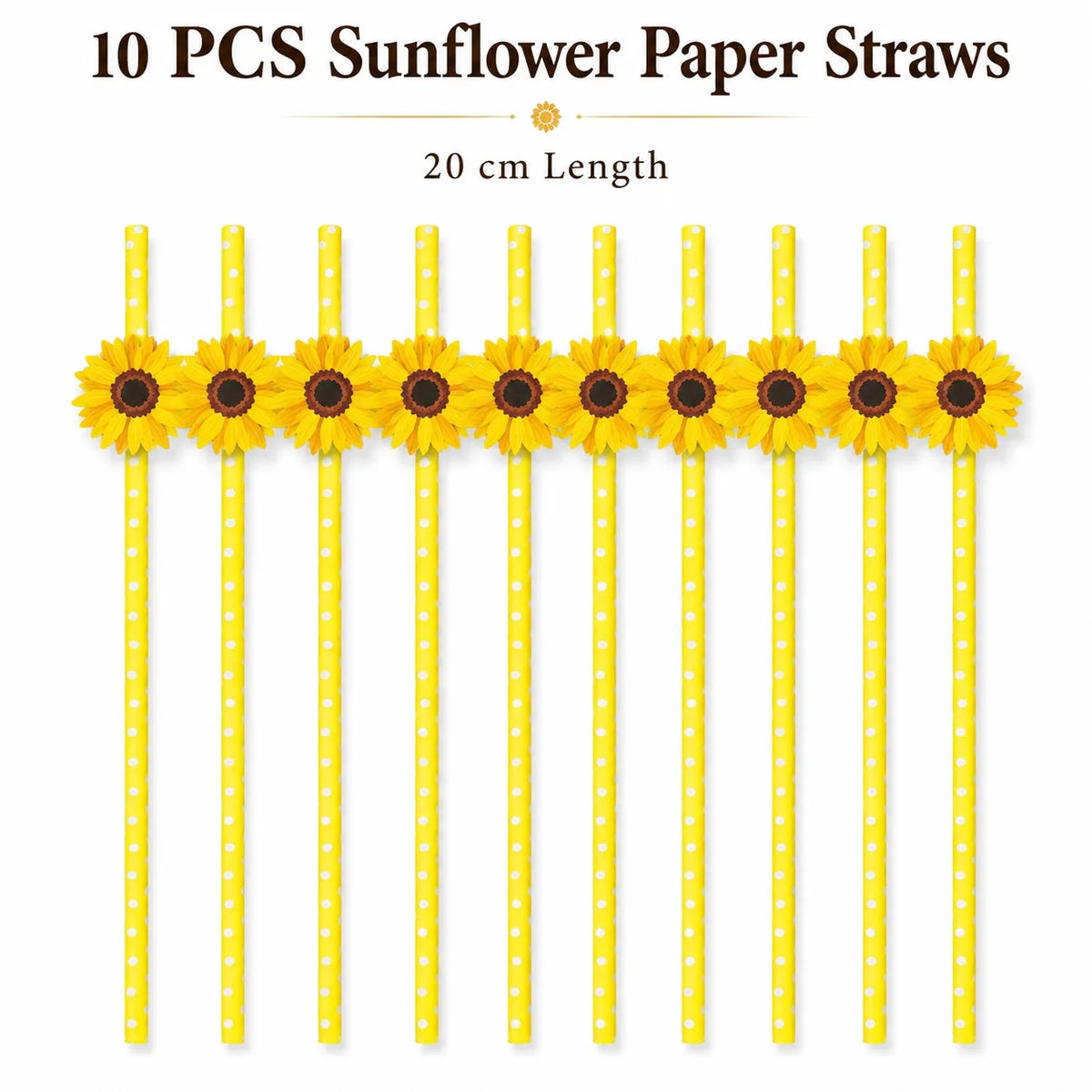 Sunflower Paper Straws – Biodegradable Yellow Polka Dot Party Straws Disposable Party Straws Richie's