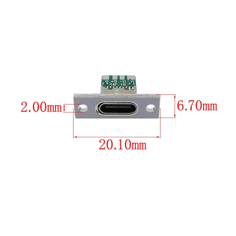 USB Type C 6-Pin Female Socket Connector with Fixing Plate USB C Connector Richie's