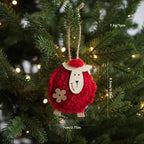 Felt Sheep Christmas Ornament – Handmade Pom-Pom Tree Hanging Decor Christmas Ornament Richie's Red
