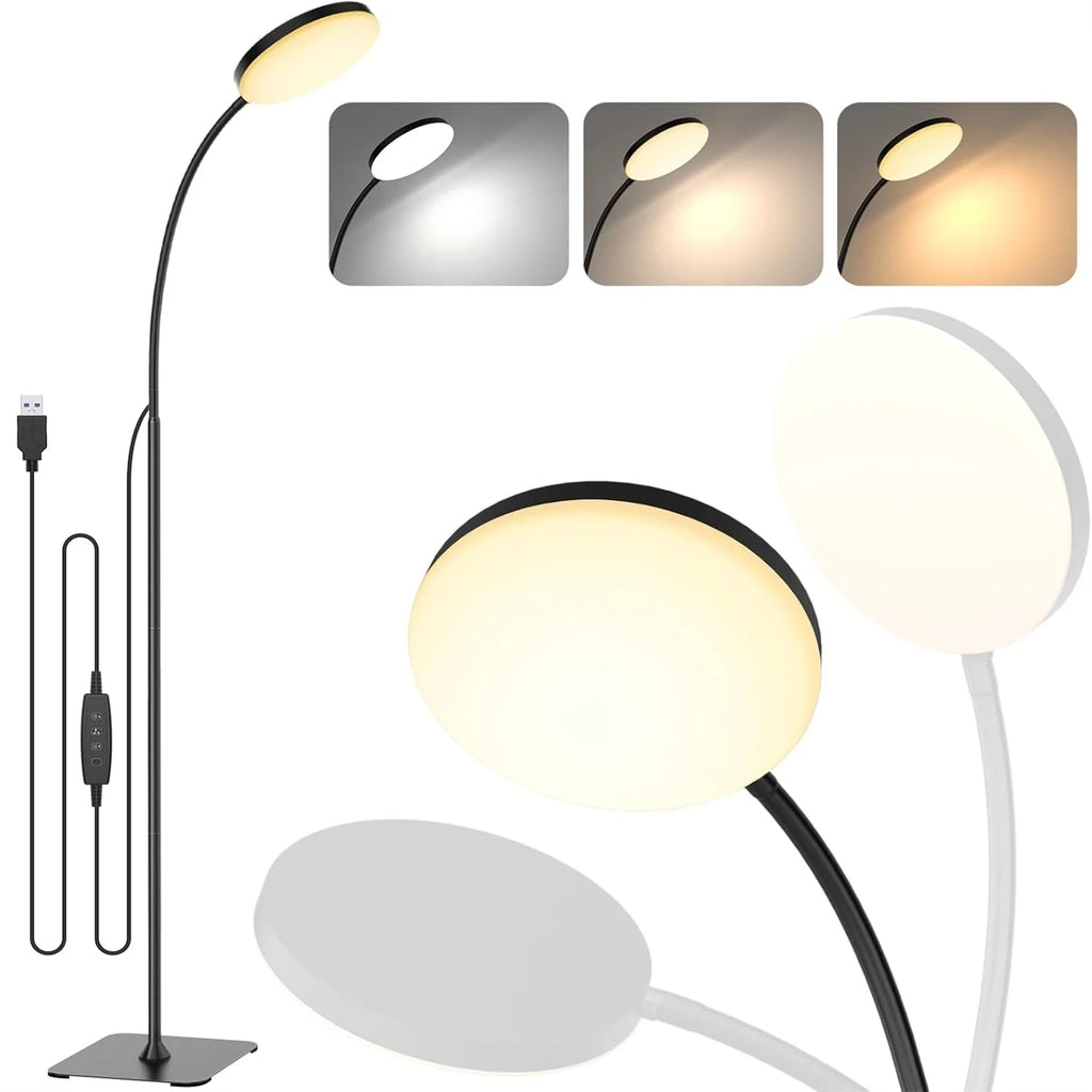 KEBINCPLED Circular LED Floor Lamp USB Dimmable 180 LEDs LED Floor Lamp Richie's Black Small Switch USB No plug