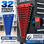 32-Slot Magnetic Wrench Organizer – Metric & SAE Tool Rack Wrench Organizer Rack Richie's
