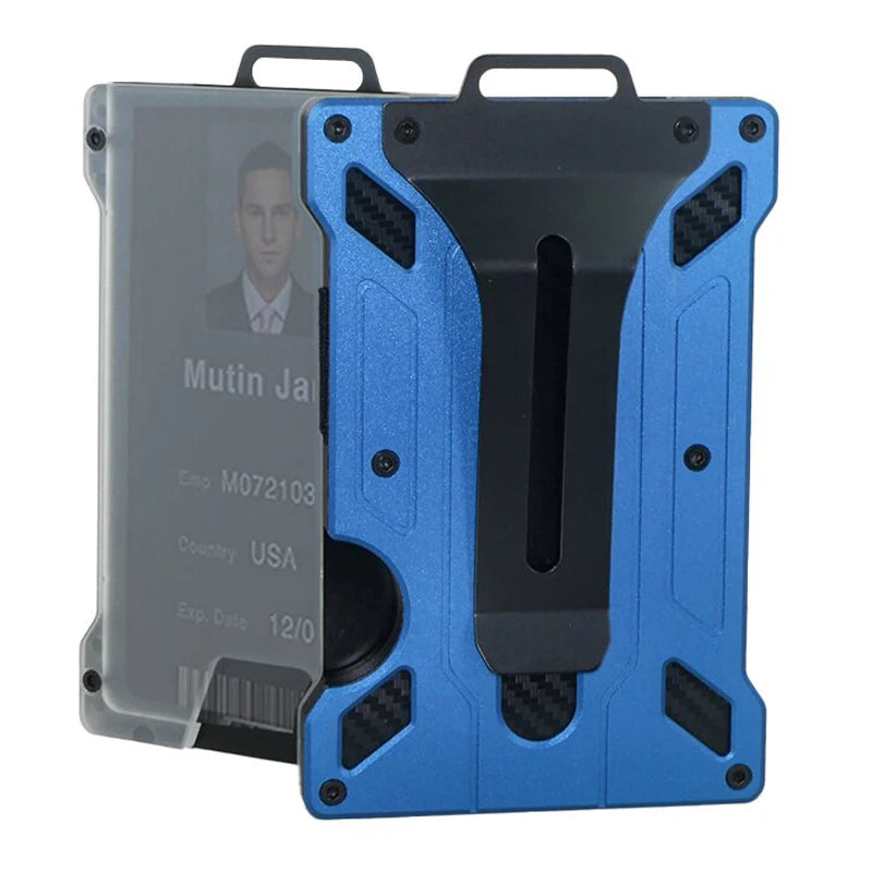 Zeeker Tactical Aluminum ID Badge Holder RFID Blocking Wallet RFID Blocking Wallet Richie's Blue