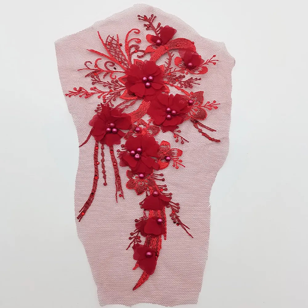 3D Sequined Flower Embroidery Patch – DIY Floral Lace Applique Embroidery Applique Patch Richie's Wine Red