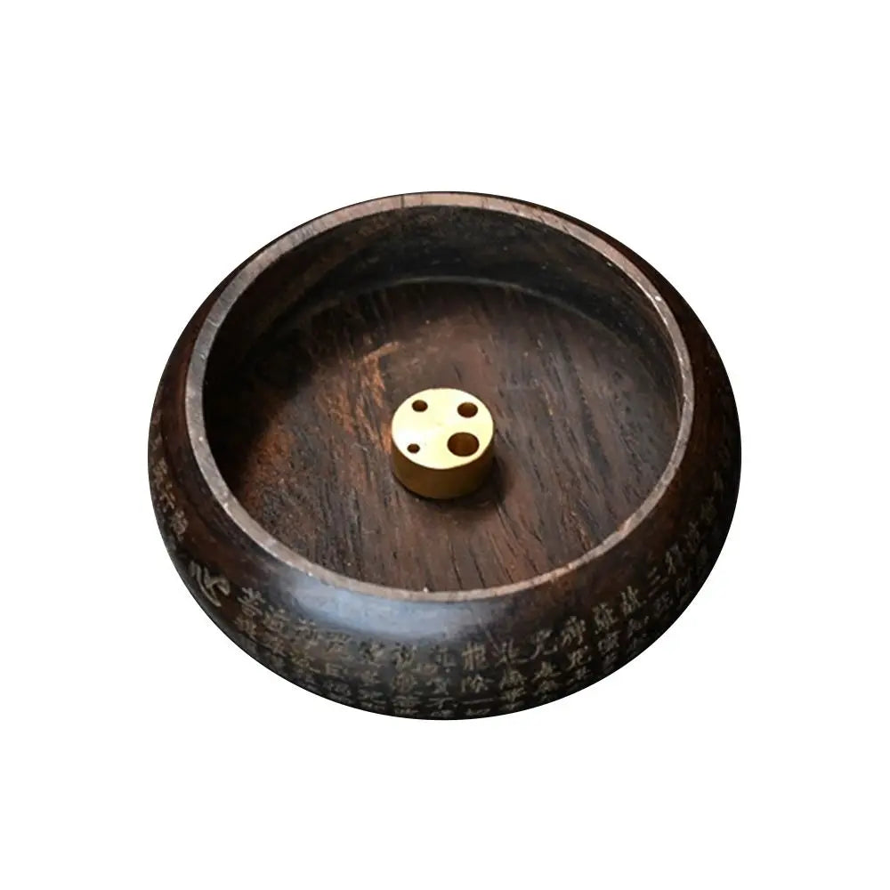 Wooden Incense Holder Bowl Heart Sutra Carved Mini Censer Incense Holder Richie's