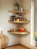 Natural Wood Floating Corner Triangle Shelf – Bathroom & Living Floating Corner Shelf Richie's