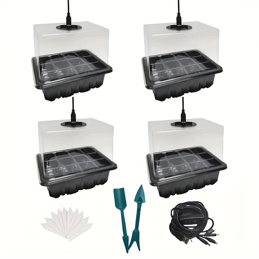 12-Cell Plastic Seedling Trays – 4/5/6 Pack Germination Grow Box Seedling Nursery Tray Richie's Black 4PCS