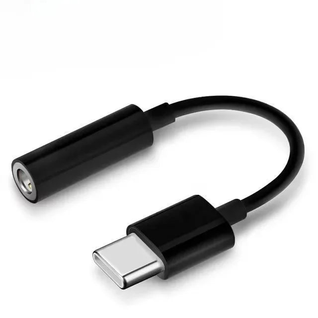 USB-C to 3.5mm Audio Adapter Dongle | Alloy AUX Converter Audio Adapter Dongle Richie's Straight Head Black